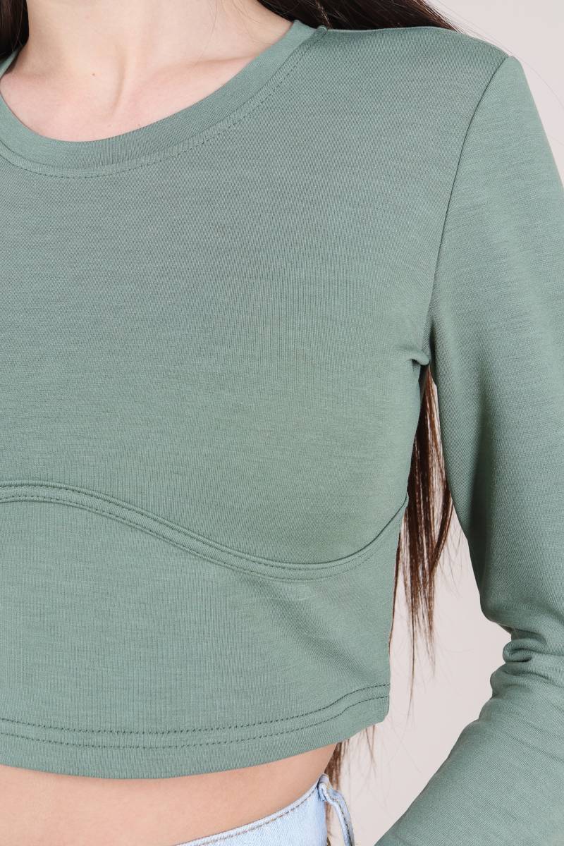 Топ "Бостон" с длинным рукавом Romashka, Фисташковый, М (3935)