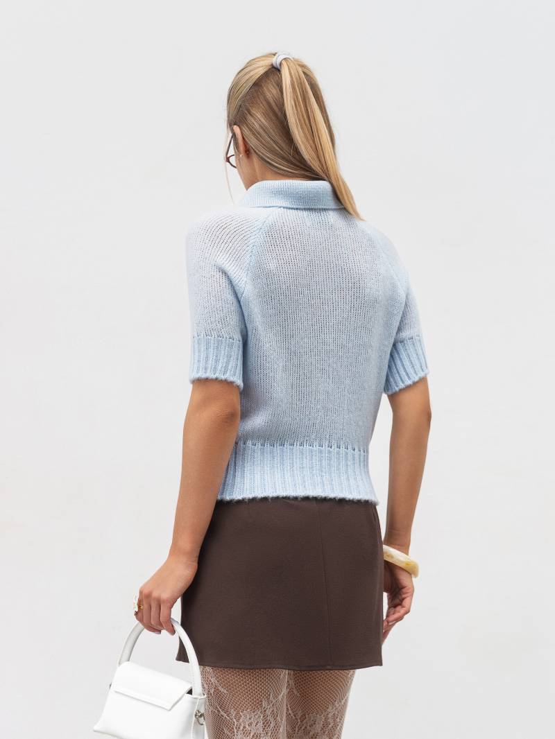 Вязаное поло "Скай" Romashka, Голубой, One size 20109