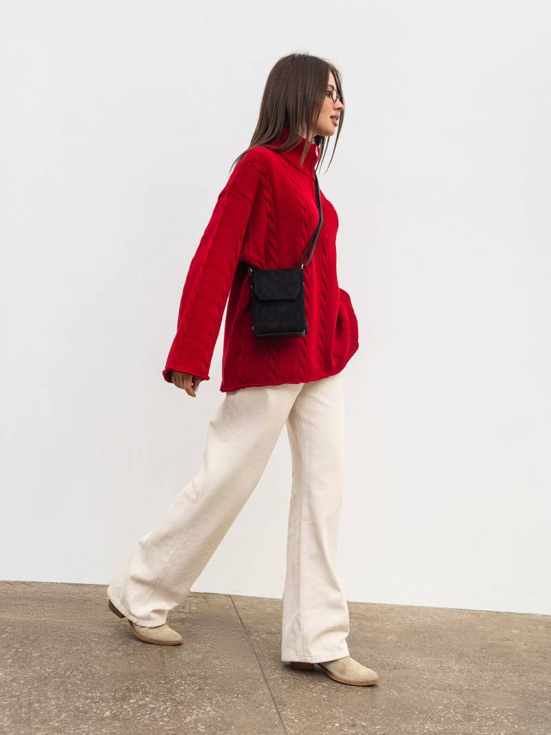 Сумка с комбинацией натуральной замши "Тея" Romashka, Черный+ 19924