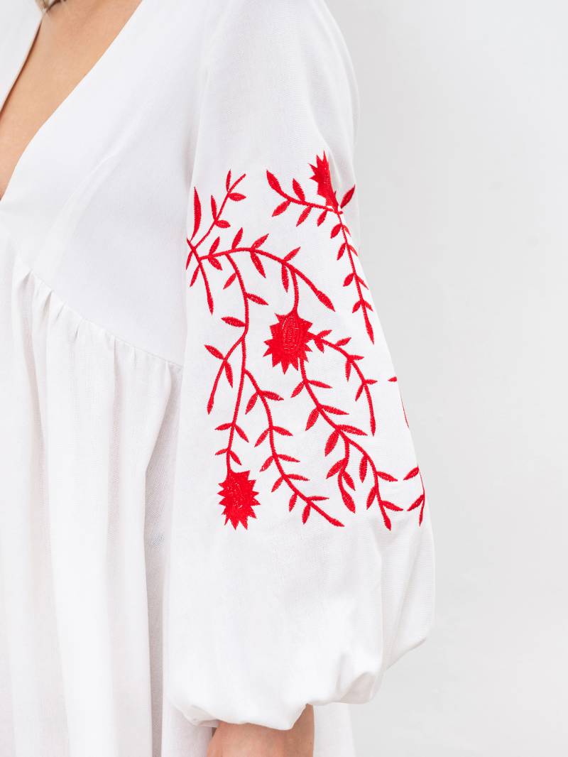 Платье с вышивкой "Калькутта" Romashka, Теплый белый, M 19164