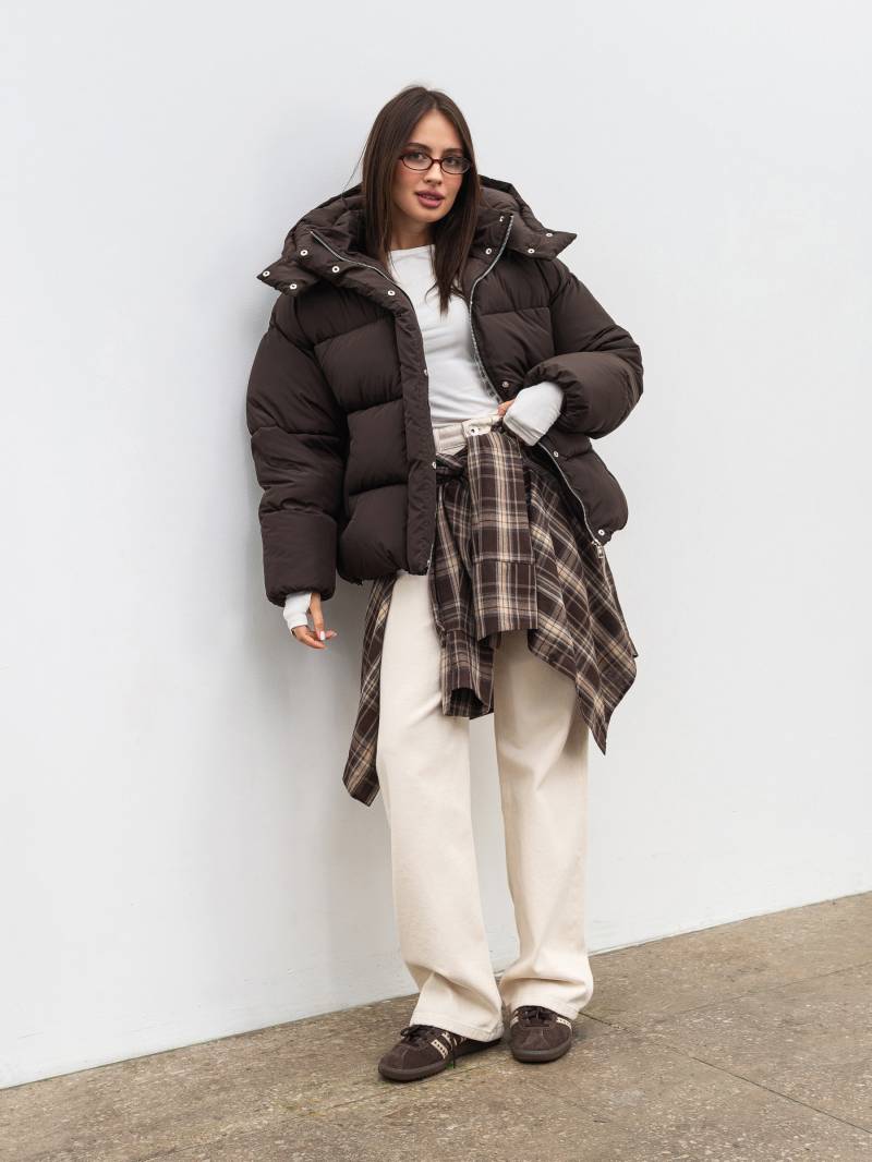 Пуховик "Монблан" Romashka, Коричневый, S|M 19863