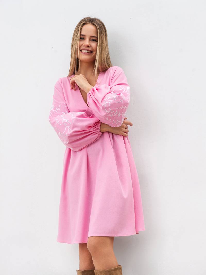 Платье с вышивкой "Калькутта" Romashka, Розовый, S 19168