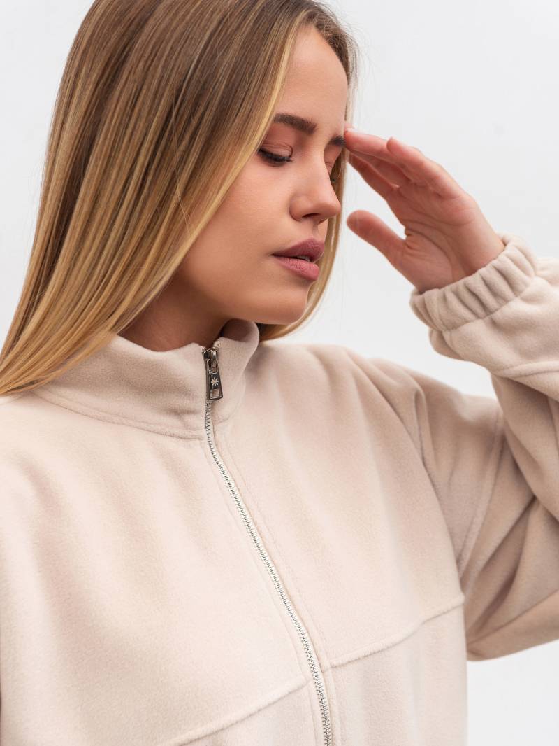 Удлиненный флисовый бомбер "Норд" Romashka, Бежевый, XS|S 19778
