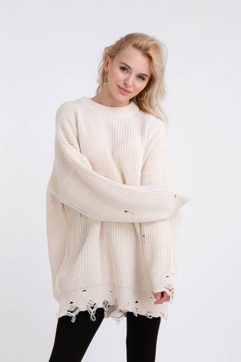 Свитер удлиненный «Виргиния» БРАК, Молочный 12471