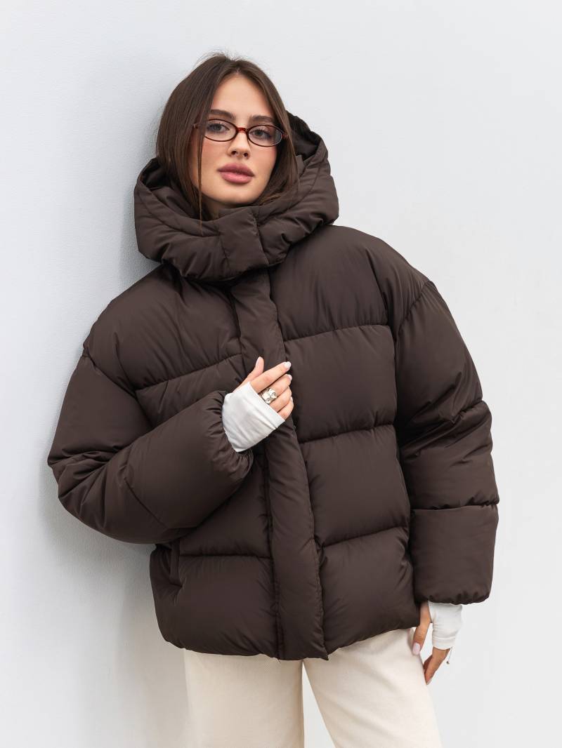 Пуховик "Монблан" Romashka, Коричневый, M|L 19864