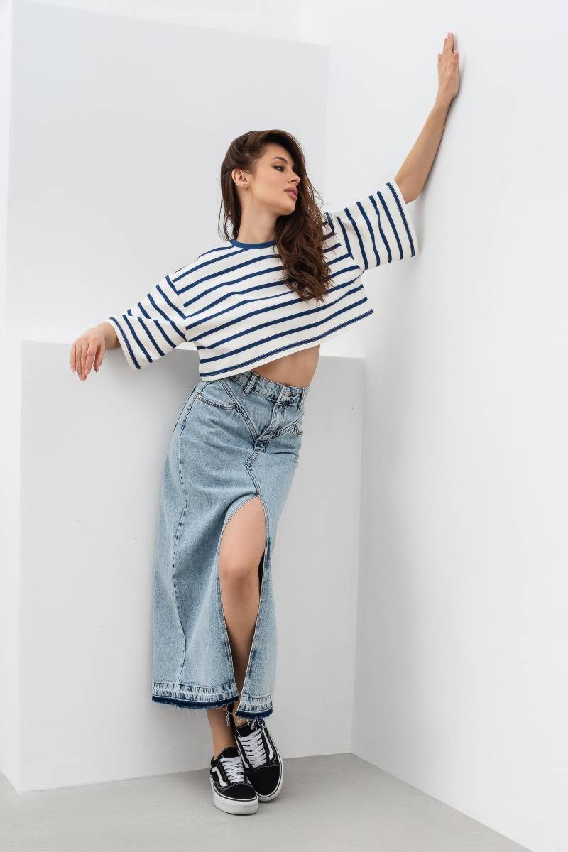 Футболка "Орхус" укороченная Romashka, Синий+, One size 15522