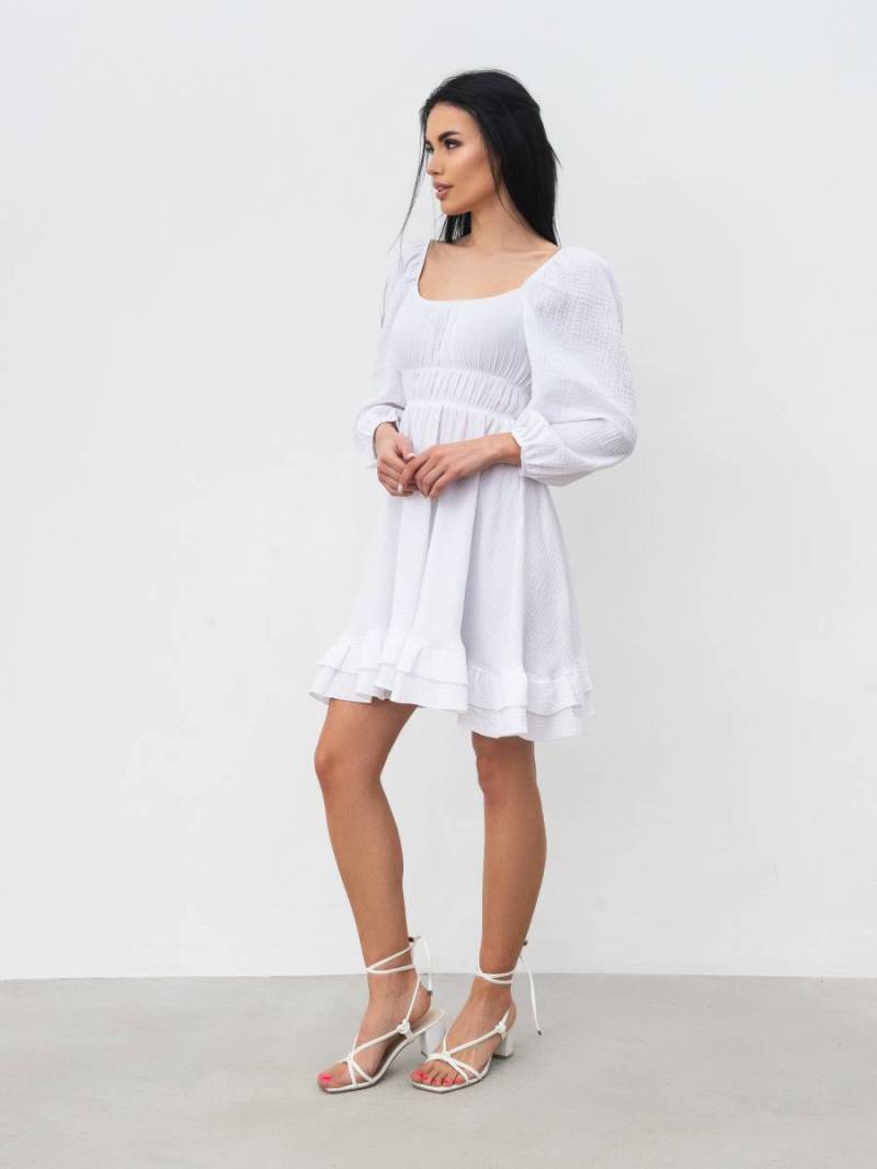 Платье с воланами "Авила" Romashka, Белый, S|M 13464
