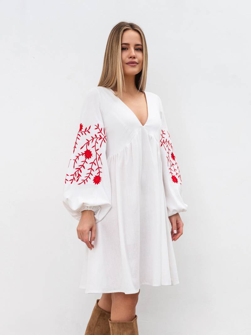 Платье с вышивкой "Калькутта" Romashka, Теплый белый, S 19163