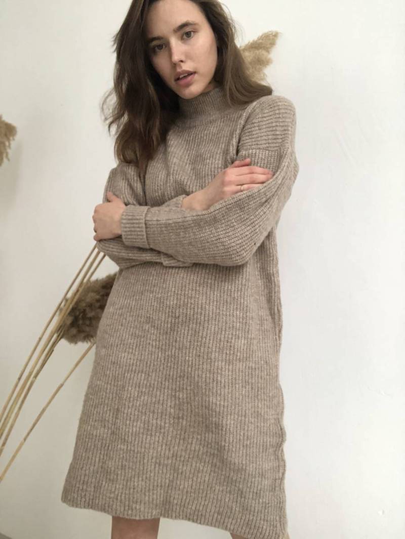 Платье вязанное БРАК (М87), Песочный One size 5926