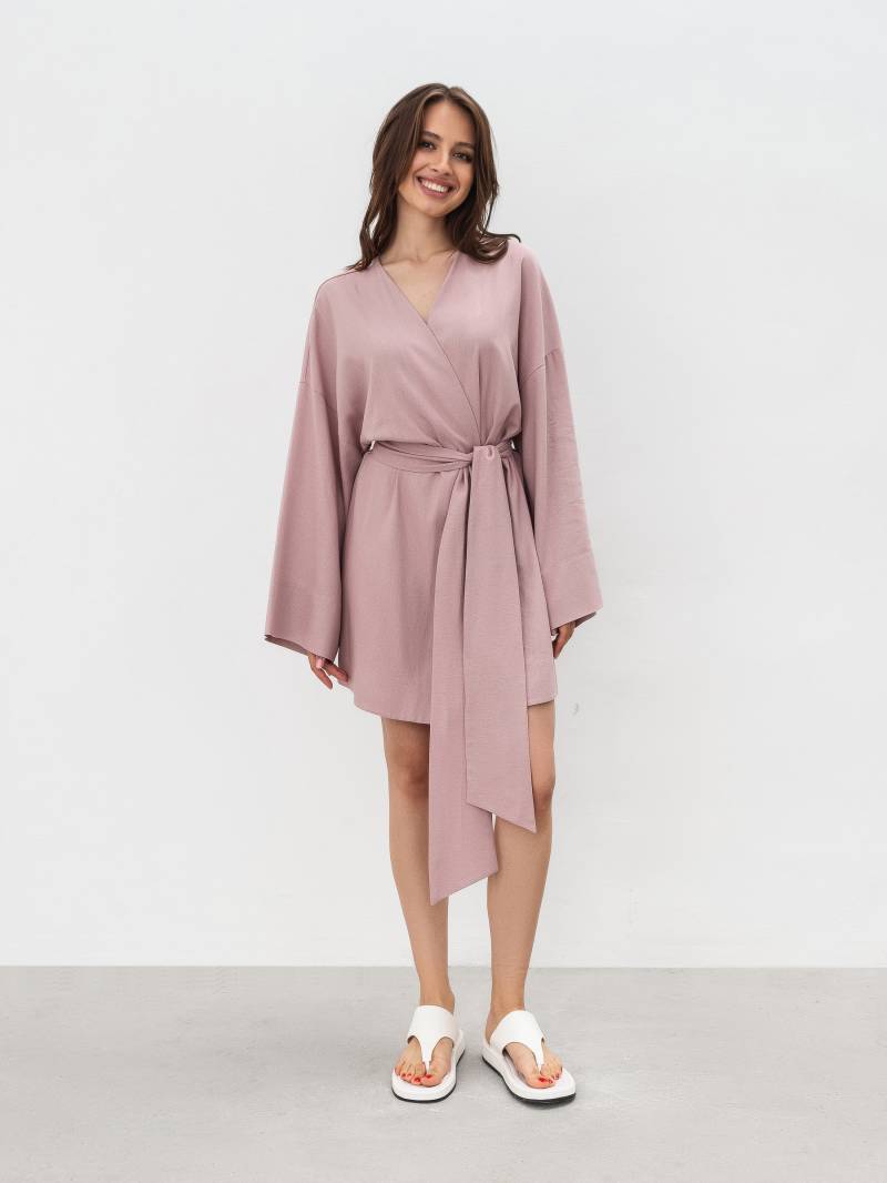 Платье кимоно "Токио" с пояском Romashka, Пудра, S|M 17959