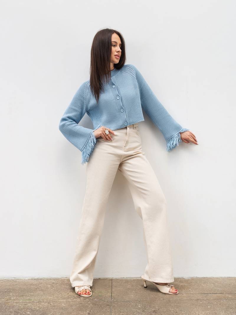 Джинсы "Тайт" Romashka, Молочный, M 18969