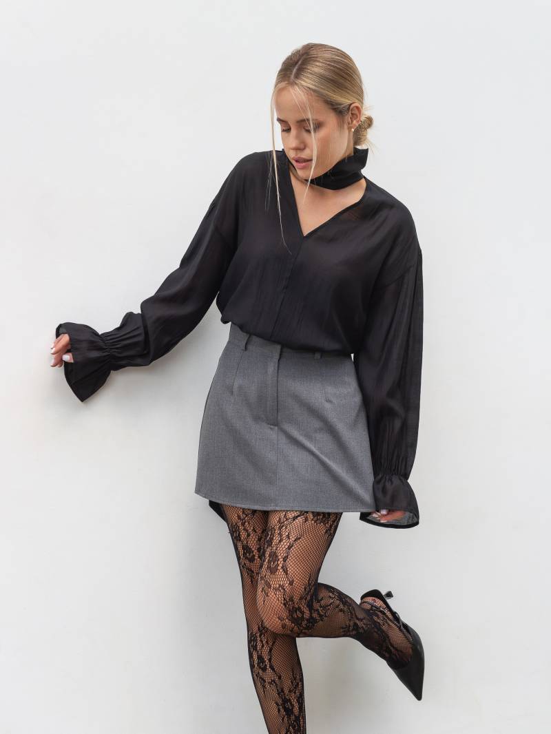 Блуза из тенселя "Сонет" Romashka, Черный, S|M 20190