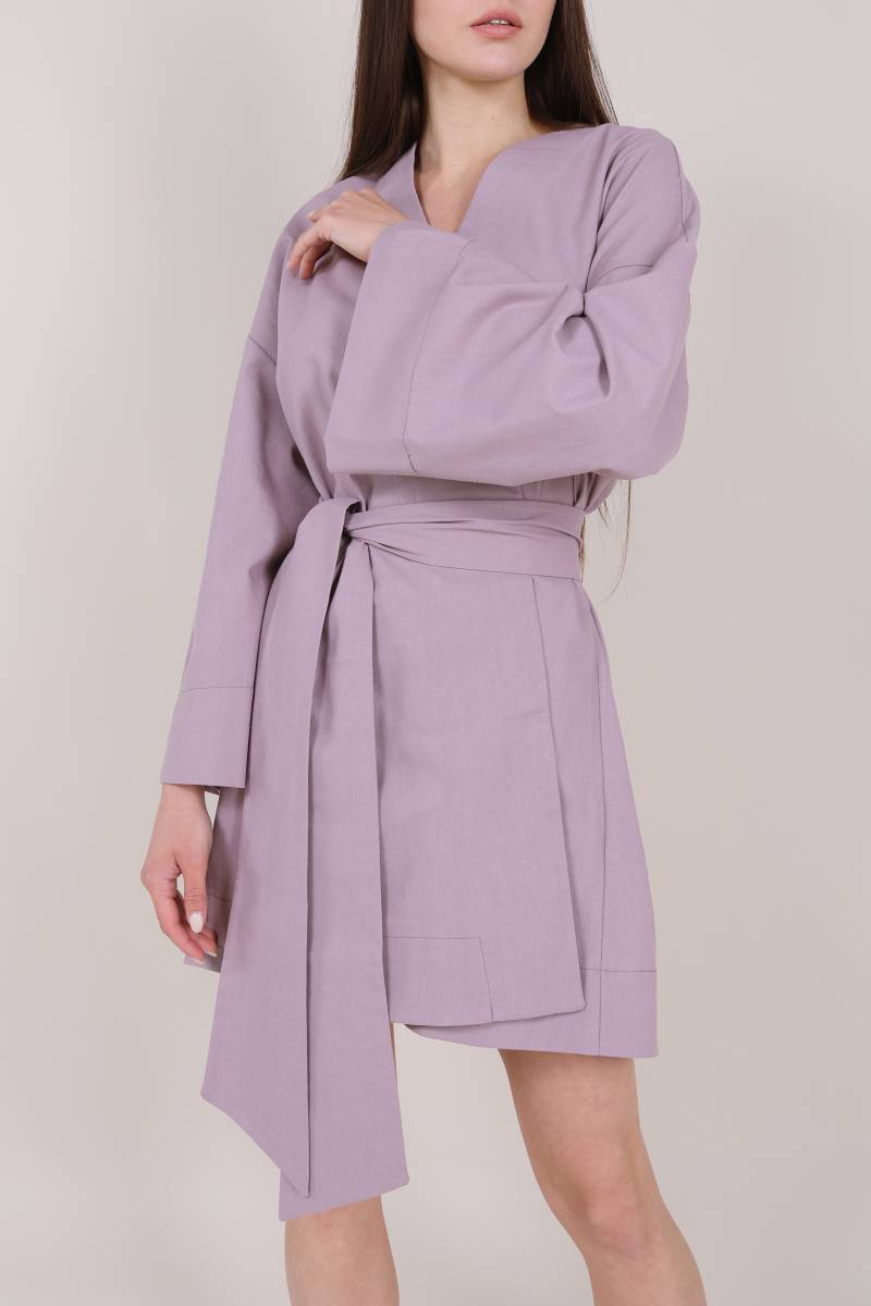 Платье кимоно "Токио" с пояском ROMASHKA, Пудра, One size (4578)