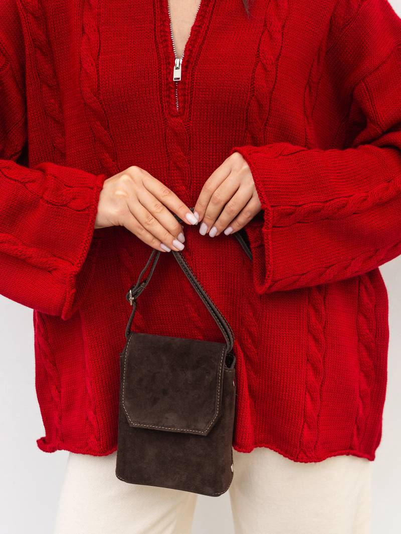 Сумка с комбинацией натуральной замши "Тея" Romashka, Коричневый+ 19925