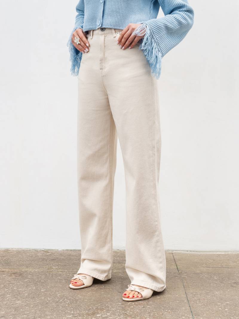 Джинсы "Тайт" Romashka, Молочный, M 18969