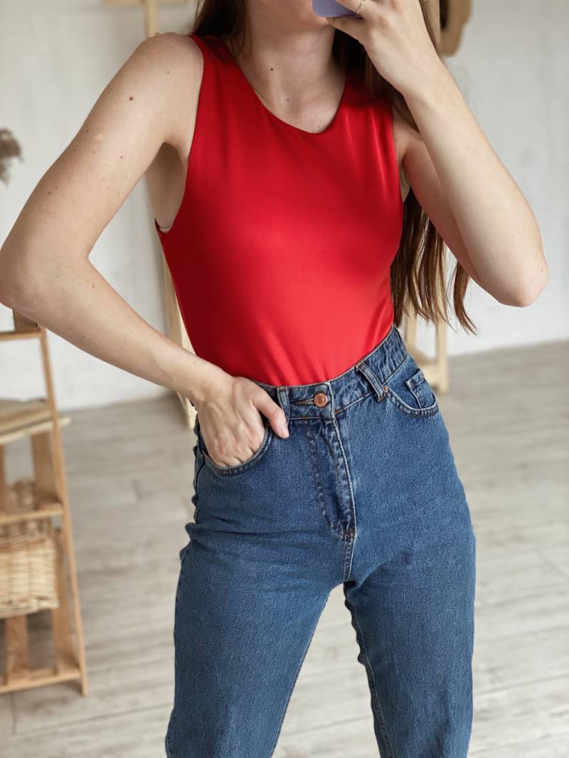 Боди-маечка "Гавана" на кнопках Romashka, Красный, М (3824)