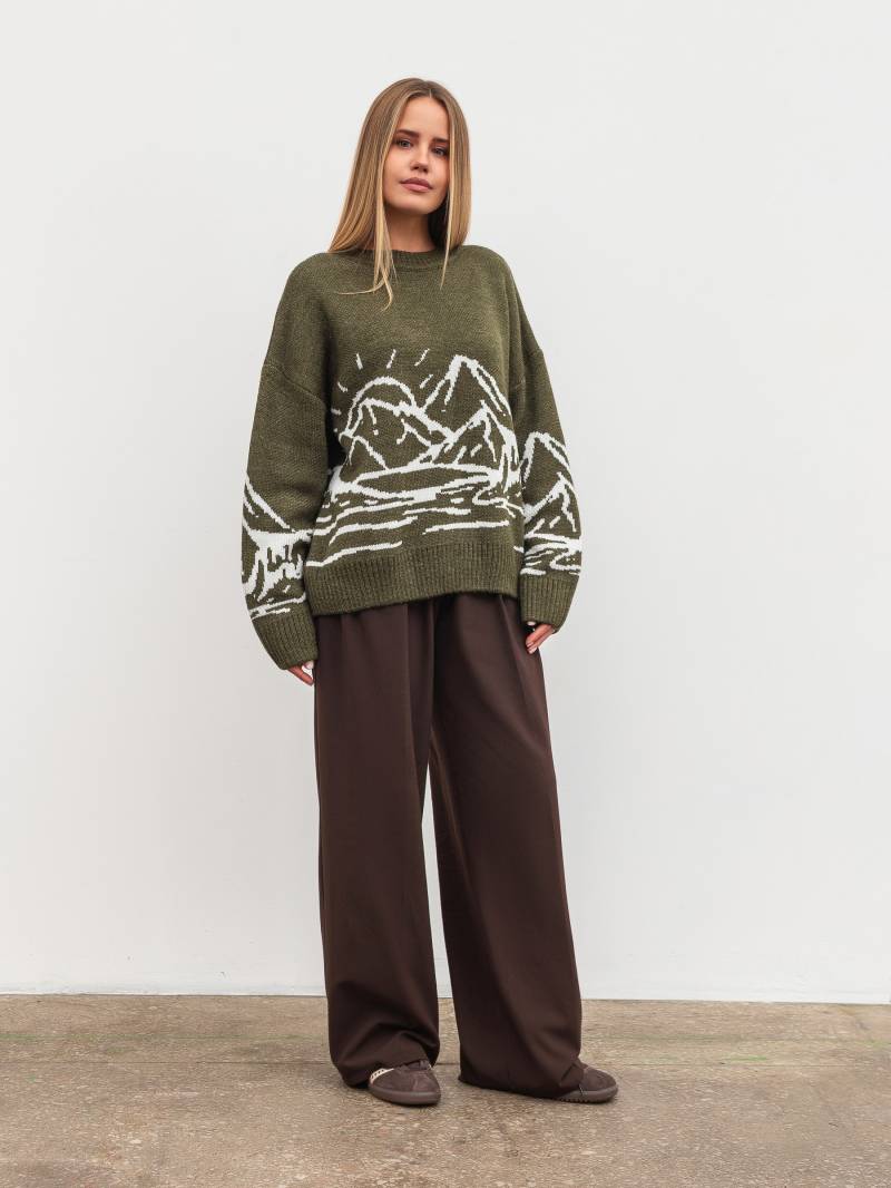 Свитер "Шепит" Romashka, Оливковый, One size 19753