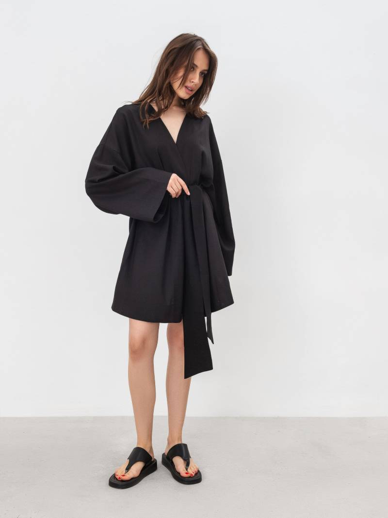 Платье кимоно "Токио" с пояском Romashka, Черный, S|M 17963