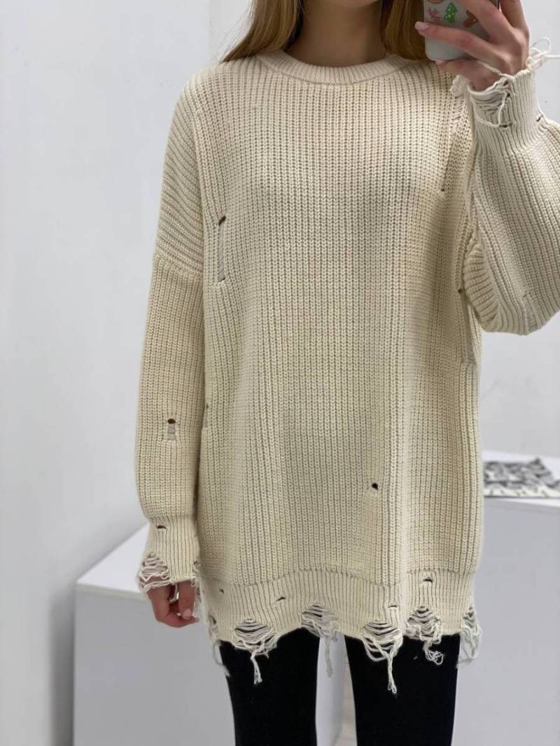 Свитер удлиненный «Виргиния» БРАК, Молочный 13309