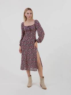 Платье "Сорренто" с разрезом и длинным рукавом Romashka, Синий, S 10232