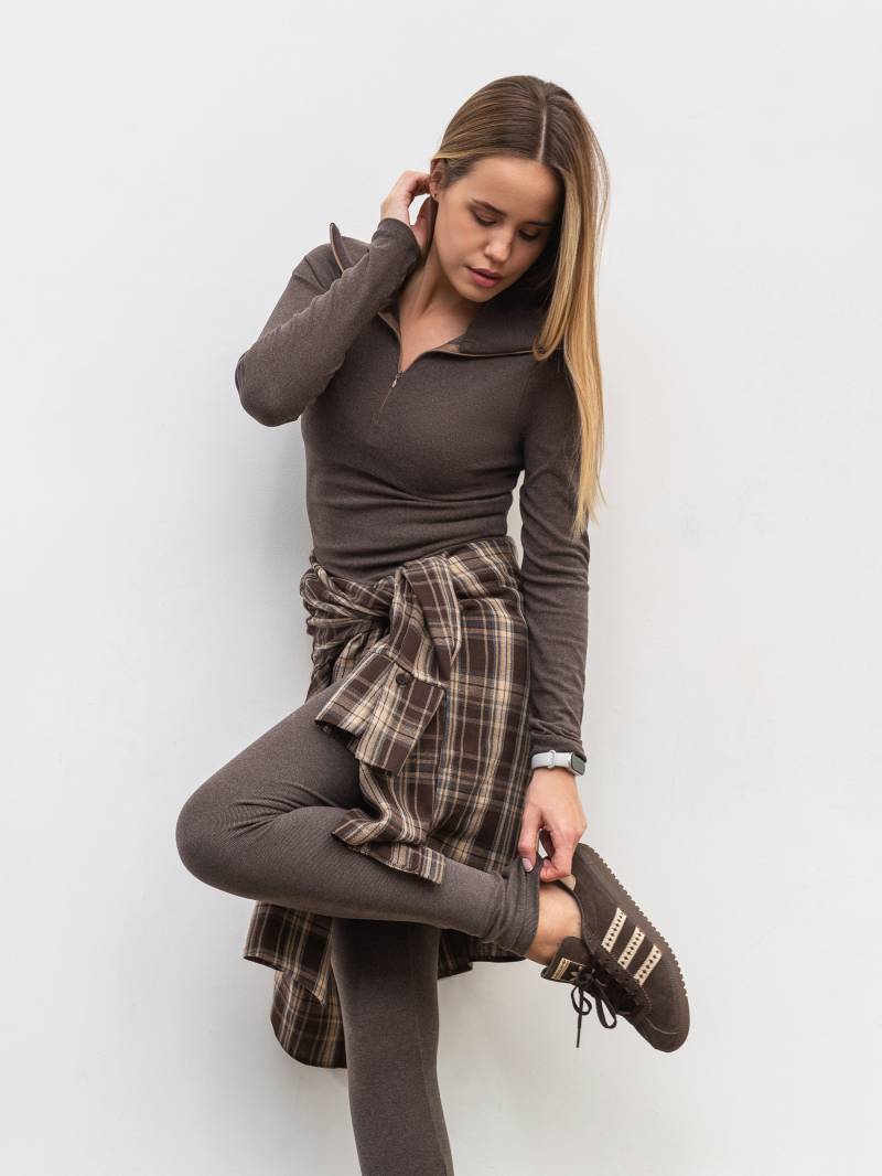 Легинсы из микрофлиса "Флекс" Romashka, Коричневый, М 19915