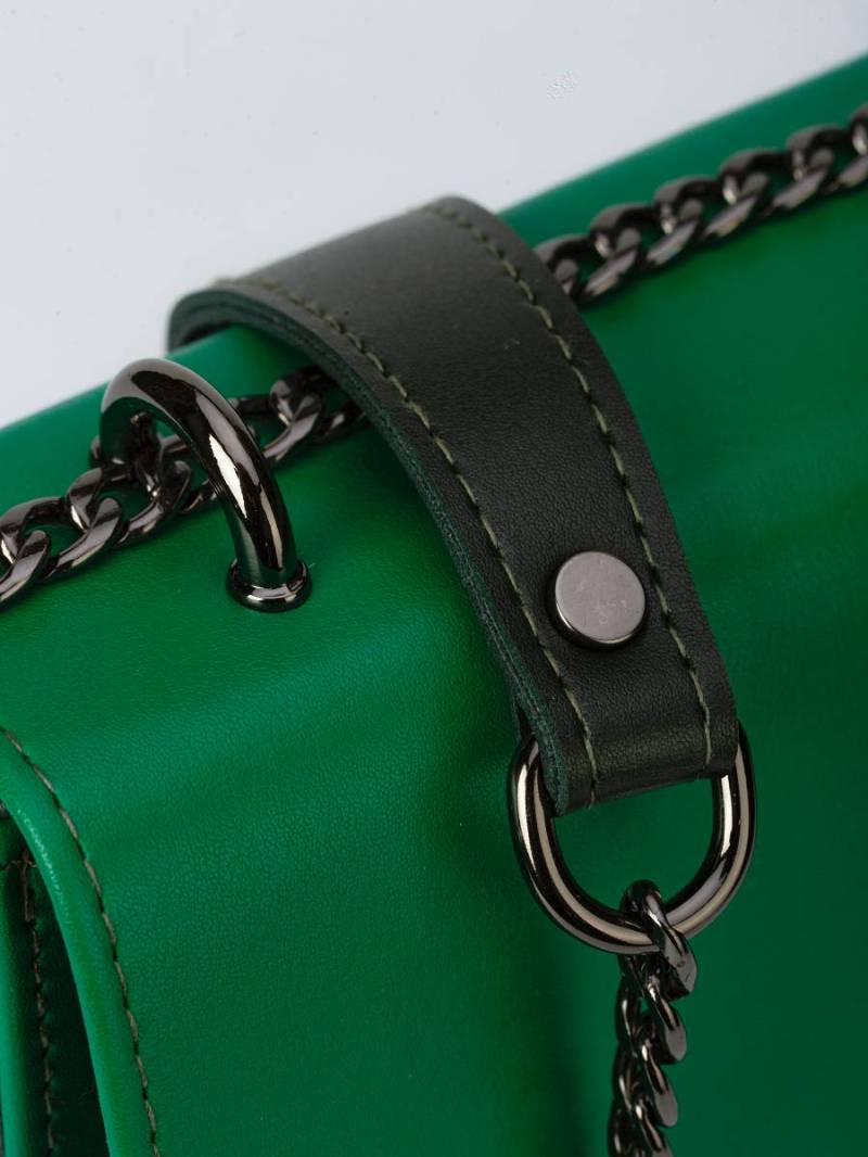 Клатч "Братислава" на цепочке прямоугольный гармошкой обьемный Romashka, Зеленый 10305