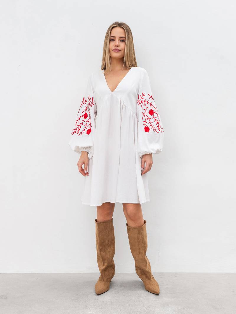Платье с вышивкой "Калькутта" Romashka, Теплый белый, M 19164