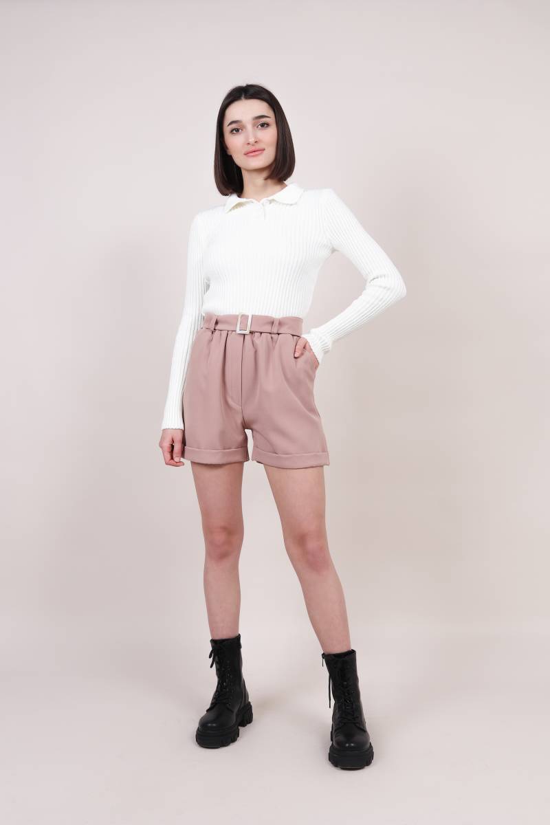 Шорты "Техас" с подворотом на пояске Romashka, Песочный, S (4190)