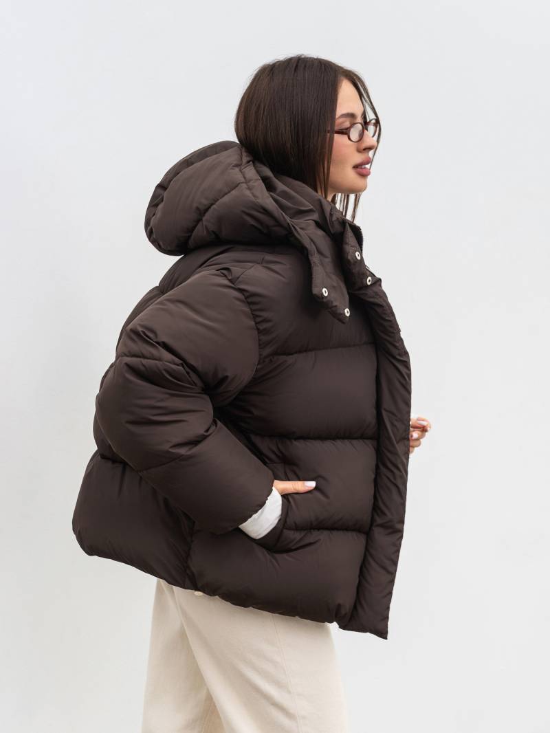 Пуховик "Монблан" Romashka, Коричневый, M|L 19864