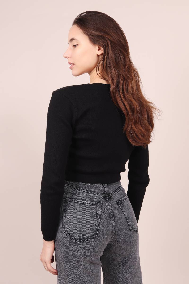 Топ "Брайтон" трикотажный с квадратным вырезом Romashka, M|L, Черный (5220)