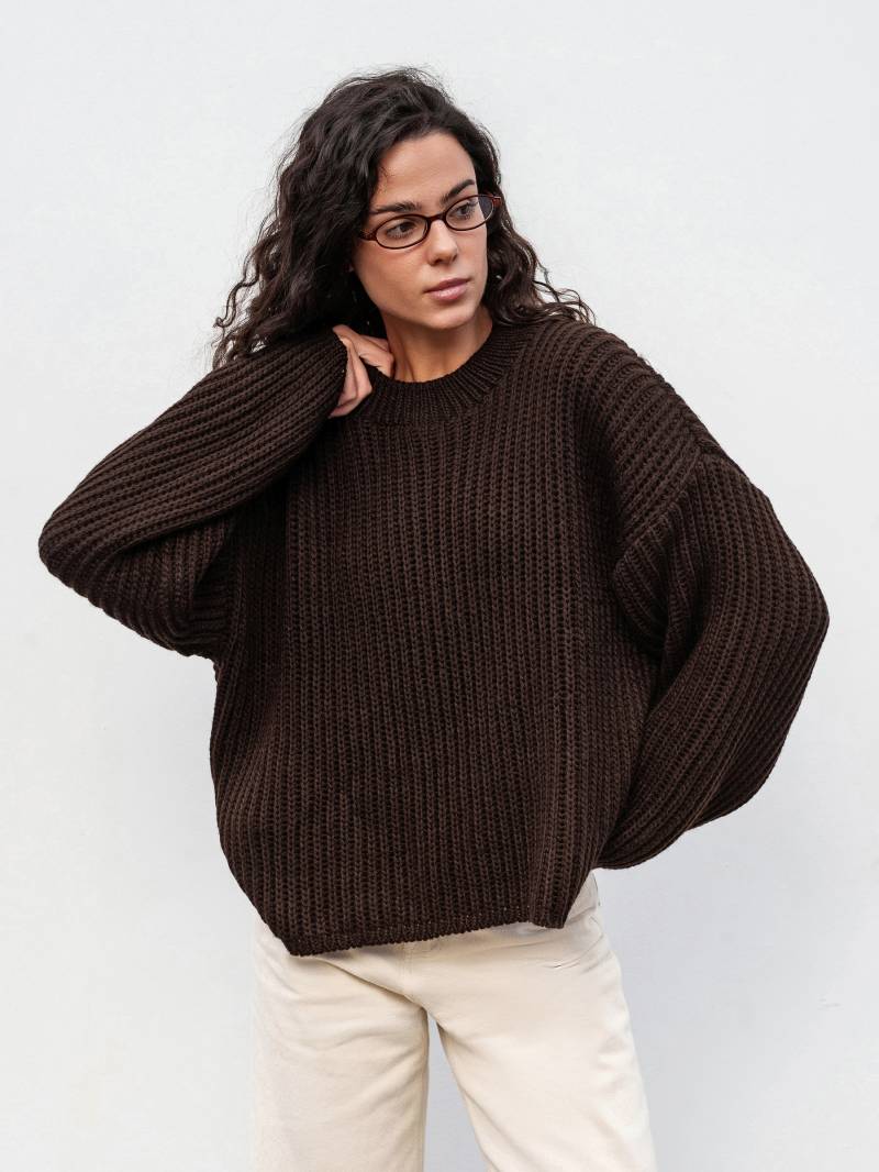 Свитер "Кентукки" свободного кроя Romashka, Темно-коричневый, One size 19731