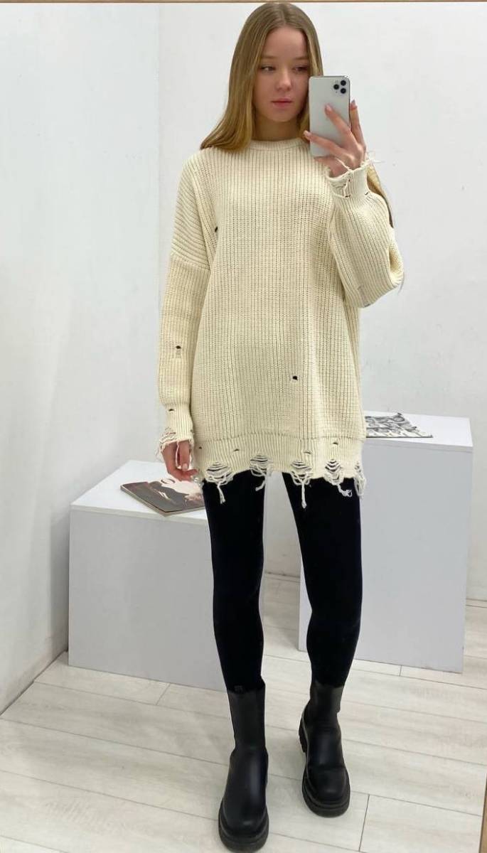 Свитер удлиненный «Виргиния» БРАК, Молочный 13309