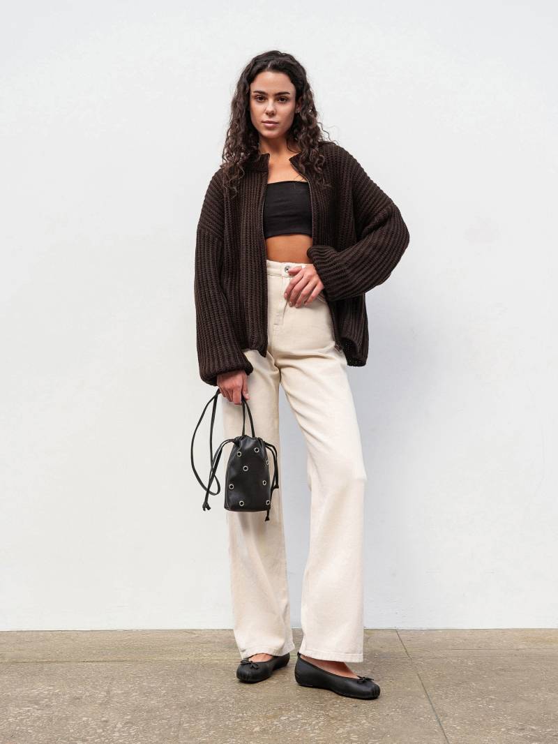 Вязаный бомбер "Данди" Romashka, Темно-коричневый, Оne size 19732