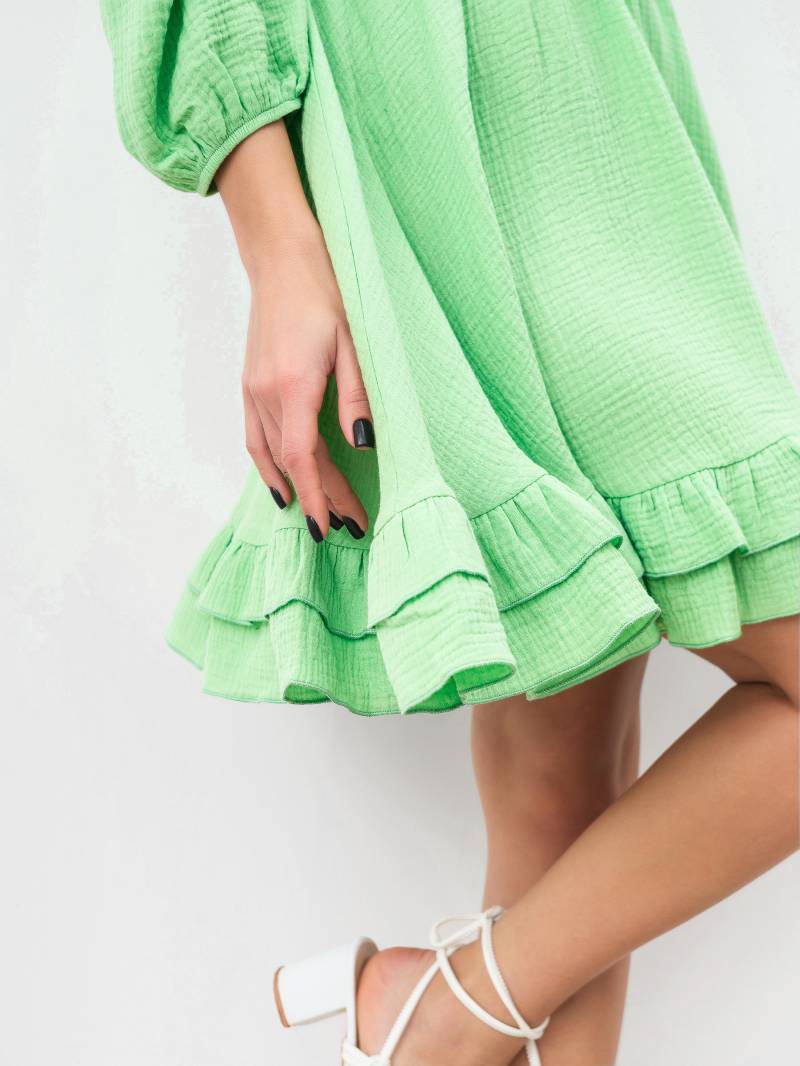 Платье с воланами "Авила" Romashka, Салатовый, XS|S 16158