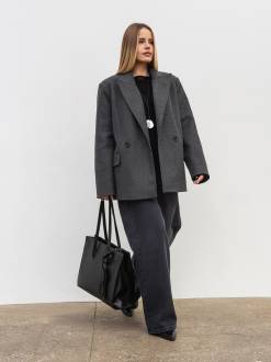 Двубортное утепленное пальто «Соул» Romashka, Серый, M|L 19892