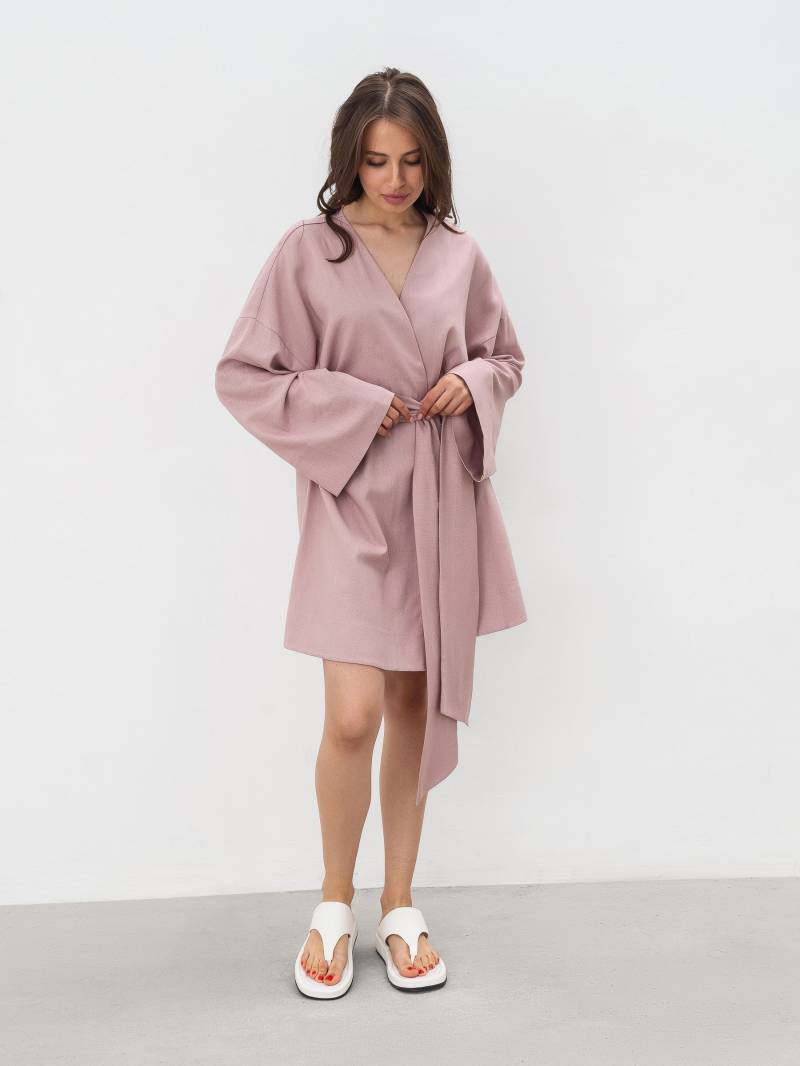 Платье кимоно "Токио" с пояском Romashka, Пудра, S|M 17959