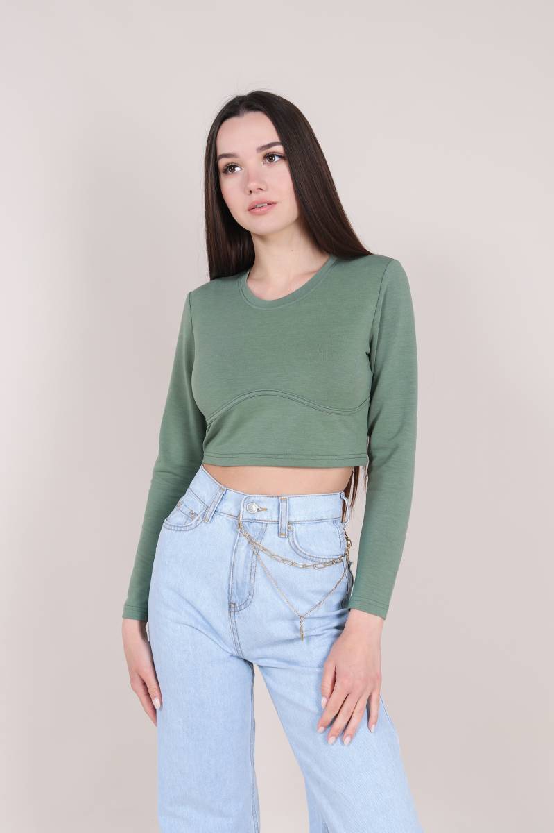 Топ "Бостон" с длинным рукавом Romashka, Фисташковый, М (3935)