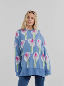 Свитер "Лейден" свободного кроя Romashka, Голубой+, One size 14101